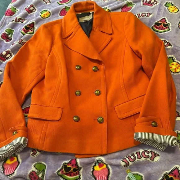 Orange Preppy Banana Republic Large Womens Gold Buttons Autumn Business Casual - Picture 2 of 9
